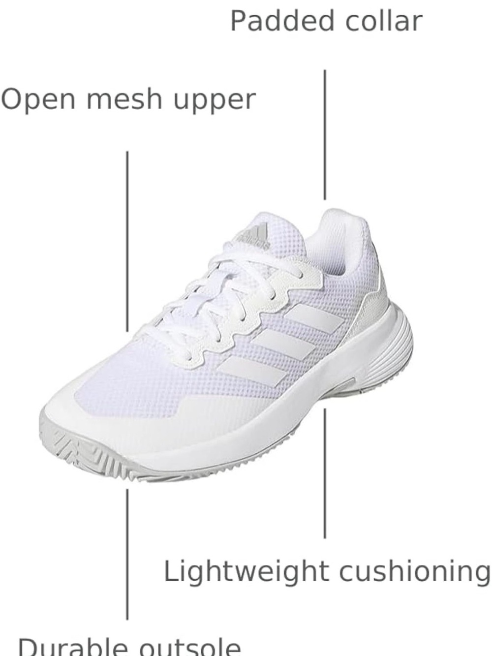 White Athletic Pickle Ball Shoes Womens Gamecourt 2 WSneaker - Picture 5 of 7